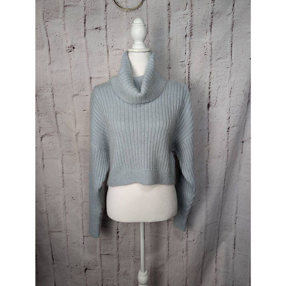 3.1 Phillip Lim Sweater XS Light Blue Cropped Turtleneck‎ Wool Mohair